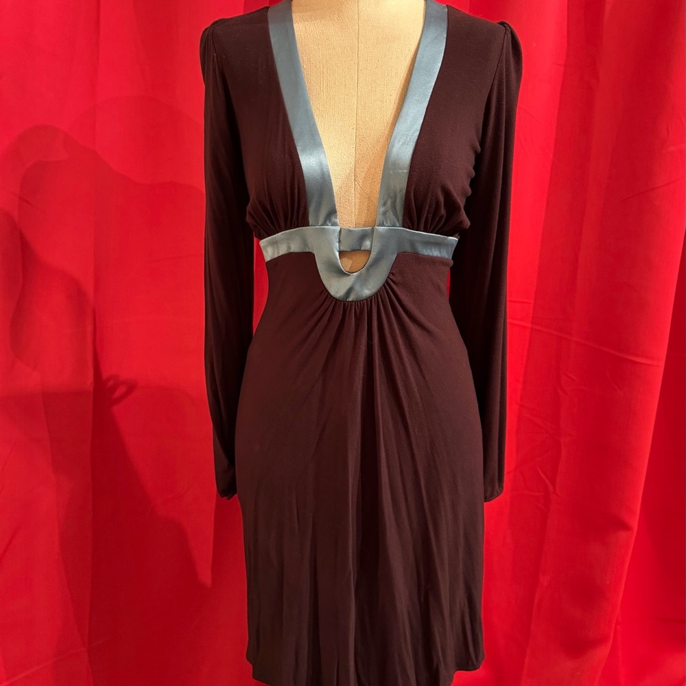RARE FIND - Yoga Army Deep V-Neck Sheath Dress with Satin Trim